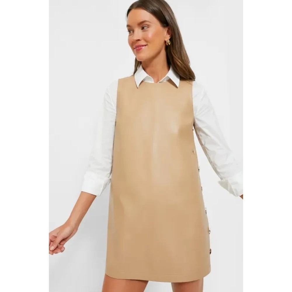 New HYACINTH HOUSE‎ Tuckernuck L Bitsy Butterscoth Faux Leather Mini Swing Dress